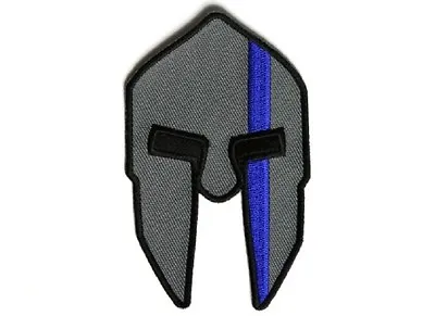 Spartan Helmet THIN BLUE LINE For Police 2.5  X 4  Iron On Patch (5289) (H34) • $5.84