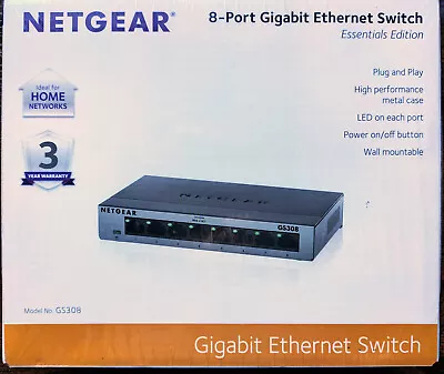 NETGEAR (GS308E100UKS) 8 Port Smart Managed Plus Network Switch • £4.20