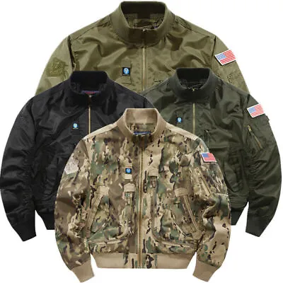 Mens Bomber Jacket Coat MA-1 Flight Air Force Pilot Flying Army Military Outwear • $49.99