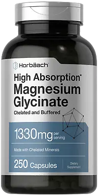 Magnesium Glycinate | 1330mg | 250 Capsules | Buffered & Chelated | By Horbaach • $17.39