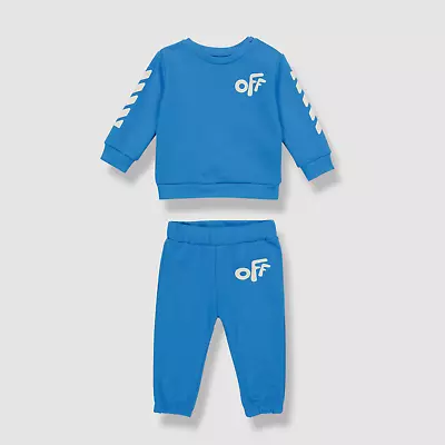 $400 Off White Kids Boy's Blue Rounded Logo Sweat Set Size 18M • $128.38