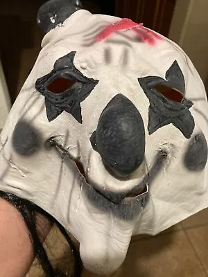 Killer Creepy Clown Mask Circus Black White Large Halloween Costume • $12.99