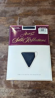 Vintage HANES SILK REFLECTIONS Silky Sheer Pantyhose Sz AB JET BLACK Tights 715 • $12