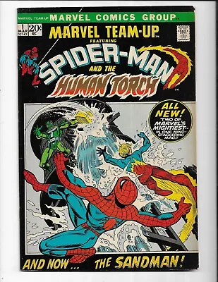 Marvel Team-up 1 - F- 5.5 - Spider-man - Human Torch - Sandman (1972) • $75