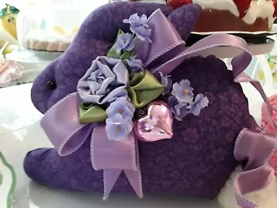 Spring Lavender Roses Beautiful  Purple Floral  Mama Resting Bunny Rabbit • $39.95