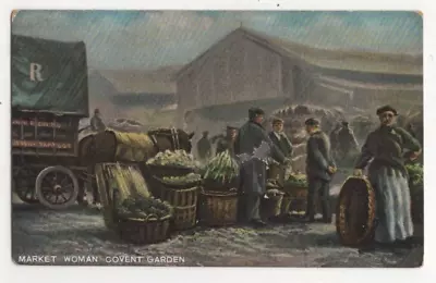 London Covent Garden Market Woman Langsdorff Edwardian Vintage Postcard • £3.80