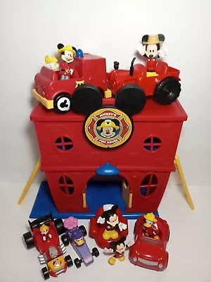 Mickey Mouse Fire House & Misc Lot Of Mixed Pieces Toy Figures READ DESCRIPTION • $24.95