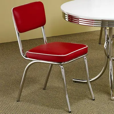 $262.90 • Buy Retro Dining Chairs Set Of 2 Red Open Back Side Chrome Vintage Diner Style Seat