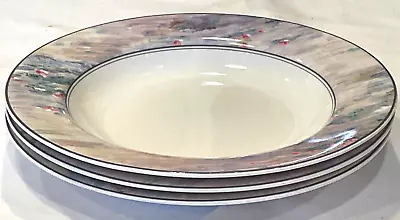 3 Mikasa Cak01 Monet Rimmed Soup Bowls  -free Ship • $37.50