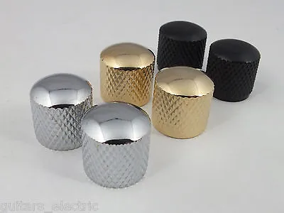 Pair Of TELECASTER KNOBS Knurled Push Fit Chrome Gold Or Black For Tele Guitar • £4.75