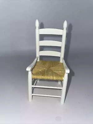 EUC Dollhouse Miniature White Ladderback Chair Furniture Vintage • $7.99