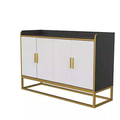 Modern Kitchen Buffet Storage Cabinet With Metal Legs - Black • $252.55