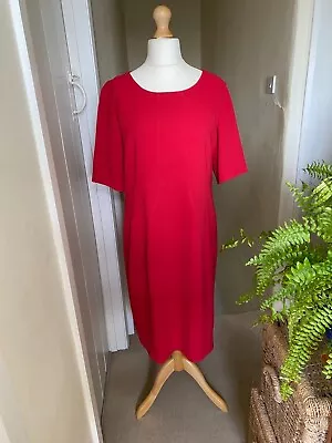 Vintage Caroline Charles Red Shift Dress Short Sleeves  16 -18 ? Knee Length . • £25