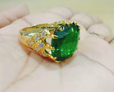 5 Ct Colombian Emerald Vintage Estate Ring 14k Yellow Gold Plated Lab Created. • $102.84