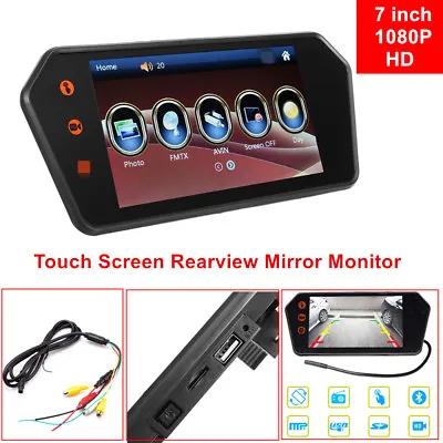 Car 7 Inch HD Touch Screen Rearview Mirror Monitor Contact Bluetooth FM MP5 Kit • $76.99