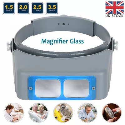 4 Lens Head Magnifier Glasses Magnifying Visor Glass Headband Lenses UK • £17.99