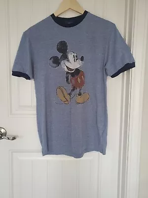 Disney Parks Mickey Mouse Ringer Tee T Shirt Men Small Distressed Logo • $12.99