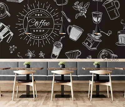 3D Blackboard Coffee Wallpaper Wall Mural Removable Self-adhesive 91 • $225.18