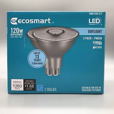 EcoSmart 120W Daylight PAR38 Dimmable LED Flood Light Bulb 2-Pack 1260 Lumens • $8.99