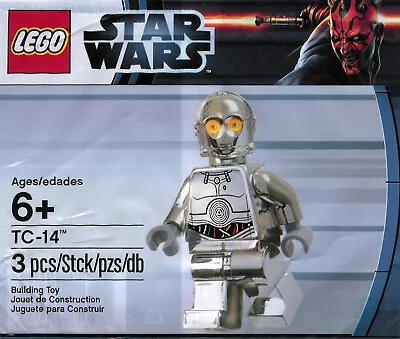 Misprint Rarity LEGO STAR WARS Minifigure TC-14 Droid Chrome Polybag 5000063 • $138.94