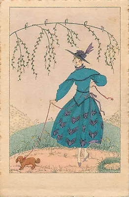 Vintage Mela Koehler Art Postcard Beautiful Fashionable Lady With Dog 1925 • $45