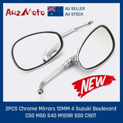 $22.70 • Buy 2PCS Chrome Mirrors 10MM 4 Suzuki Boulevard C50 M50 S40 M109R S50 C90T