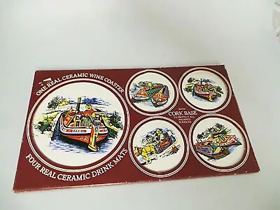 Maws & Co.  Ceramic Wine Coaster Set Featuring Barges • $24.85