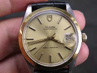 Vintage Tudor Oysterdate Two Tone Ss Steel Swiss Date Manual Wind Mens Watch • $900