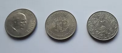 £3.94 • Buy Lot Of Three UK Commemorative Crown Coins  - 1965, 1972, 1977 Churchill, Royals