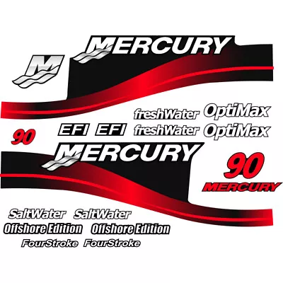 Mercury Outboard Decal Sticker Kit 90 HP Red  • $59.99