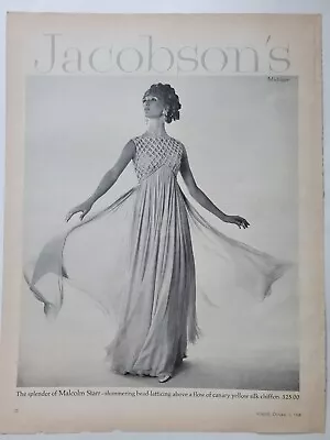 1968 Women's Malcolm Starr Silk Chiffon Dress Jacobson's Michigan Vintage Ad • $9.99