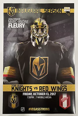 Vegas Golden Knights Game 2/41 Marc Andre Fleury Inaugural Poster 10/13/17 • $90