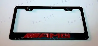 3D AMG Mercedes Benz Red Emblem Stainless Steel License Plate Frame Rust Free • $13.95