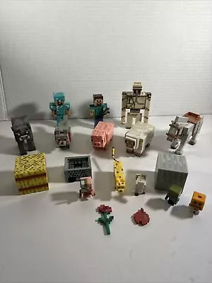 Minecraft Figures Figurines Lot Pig Horse Wolf Hot Wheels Cart Mini Figurines • $29.99