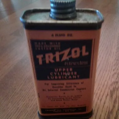 Trizol 4 Oz. Upper Cylinder Lubricant Oil Small Tin Full 1940 U.s.a. • $21