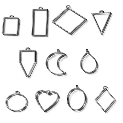 £4.69 • Buy Hollow Assorted Geometric Bezel Frame Pendant For DIY Jewelry Making Accessories