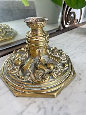 Victorian Heavily Embossed Brass Oil Lamp Base • £21