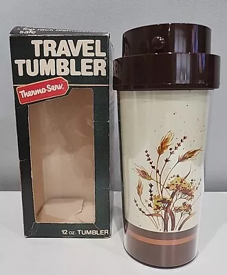 VTG THERMO-SERV Beverage Mug With Sipping Travel Top: Wheat Design: Made In USA • $14.99