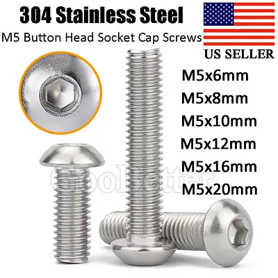 M5 Stainless Steel Button Head Socket Cap Screws Metric Allen Hex Bolts 6 - 20mm • $6.29