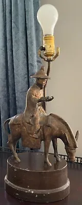 Bronze Patinated Asiatic Style Figural Lamp Man On Horse • $99