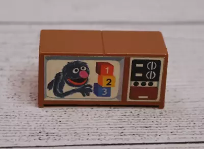 Vintage Fisher Price Little People Sesame Street Grover Apartment Brown T.V • $10