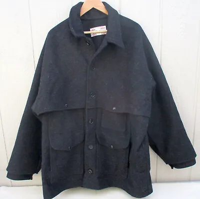 VINTAGE FILSON Mackinaw Crusier Heavy Wool Jacket Made In USA Black 54 XXL XXXL • $499