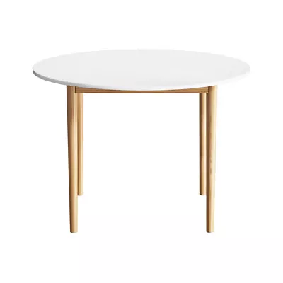 Artiss Dining Table Round White Wooden Top 108CM 4 Seater Pine Wood Legs • $119.95