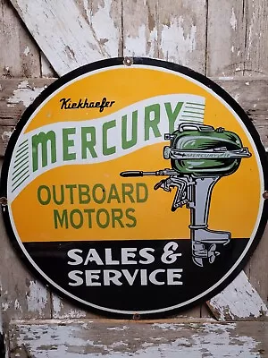 Vintage Mercury Porcelain Sign 30  Gas Outboard Boat Motor Marine Company Sales • $624.62