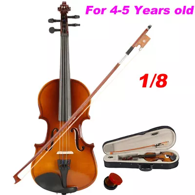 1/8 Acoustic Violin With Case Bow Rosin Nature Color Beginner Gifts Kids Learner • $55.99