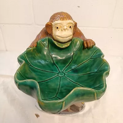 Vintage Majolica Style Monkey & Lily Pad Leaf Centerpiece Bowl  This Piece Is In • $75