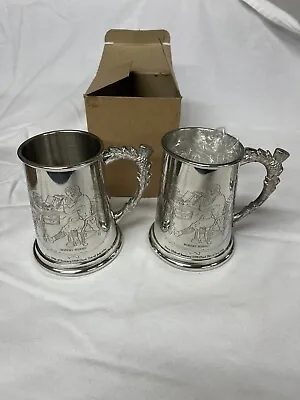 Pair Of Matching Robert Burns Pewter Tankards Sheffield England • $19.99