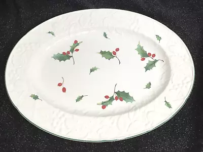 Large Christmas Oval Serving Platter Mikasa Season's Holly English Countryside • $49.99