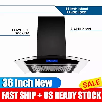 36  Tieasy Island Range Hood Stainless Steel 900CFM Vent Touch Control Black New • $309.99