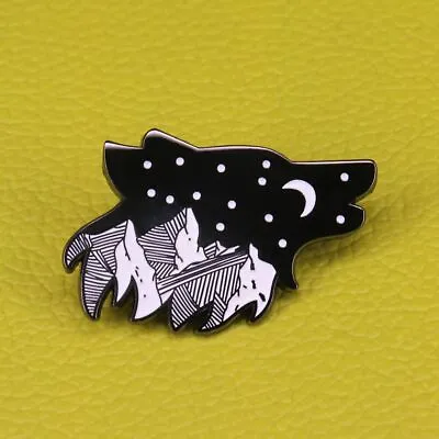 Wolf Enamel Pin Mountain Star Brooch Night Enamel Pin Brooches For Women Men • $9.99